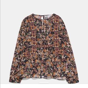ISO Zara Floral Embroidered blouse